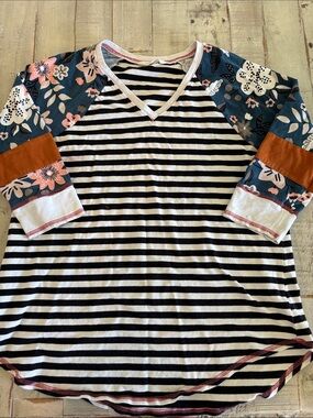 Matilda Jane Find Your Own Path Home Run Floral Henley Tee